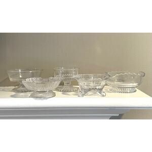 Vintage Mixed Footed Pedestal Small Glass Bowls / Trinket Bowls, Set of 5